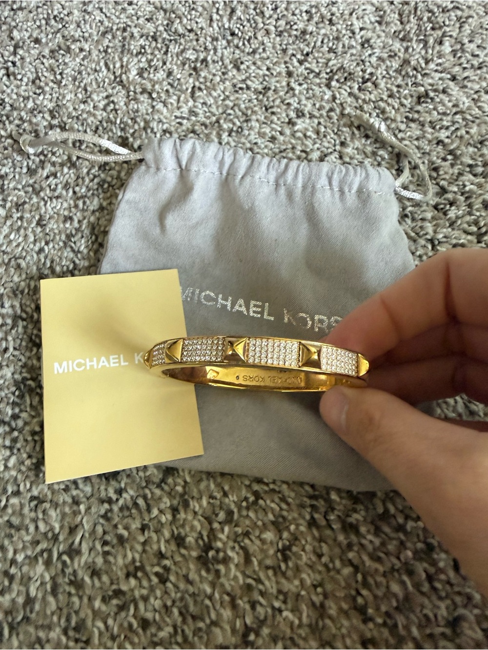 Michael Kors Gold Crystal Pavé Pyramid Bangle